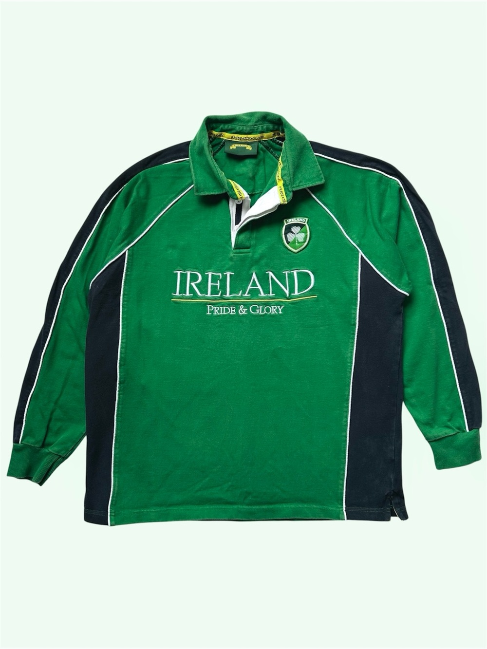 Vintage Y2K Pride And Glory Ireland Rugby Polo Jersey Shirt Green Large